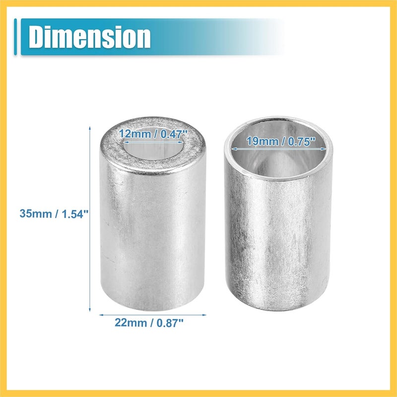 REPAIROCK 2pcs Car Aluminum Cylindrical Air Conditioner Pipe Joint Fitting Sleeve 12mm 19mm Hole Dia Auto Replacement Parts - Image 4